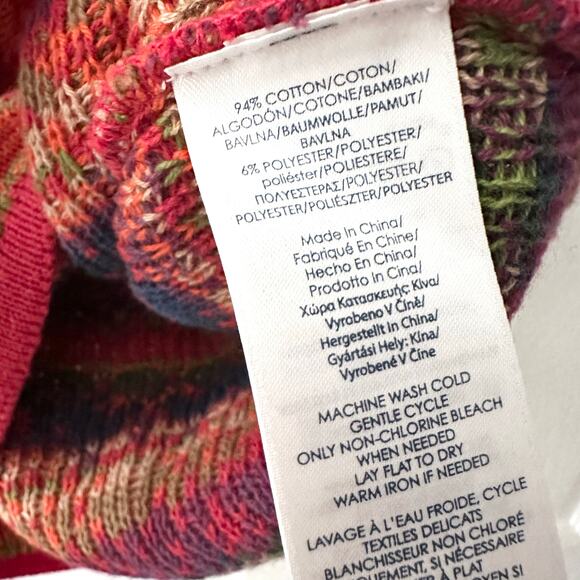 Chaps Denim Vintage Red Aztec Southwestern V Neck Cotton Blend Sweater Medium - Picture 6 of 8